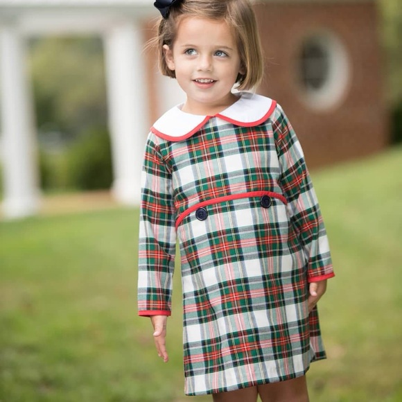 The Beaufort Bonnet Company Aiken Place Plaid Dress with Peter Pan Collar 2T